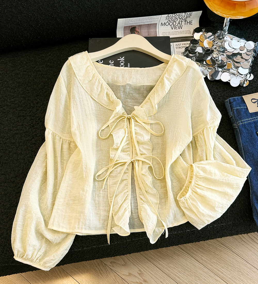 Frenum shirts outside the ride cardigan for women