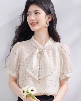Temperament summer short sleeve tops France style streamer shirt