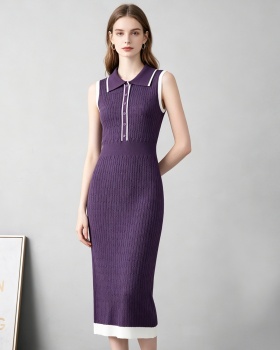 Temperament dress mixed colors long dress for women