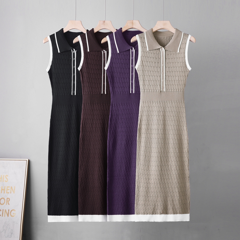 Temperament dress mixed colors long dress for women