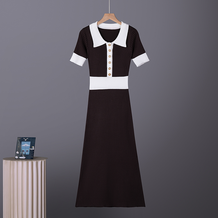Short sleeve sweater retro dress for women