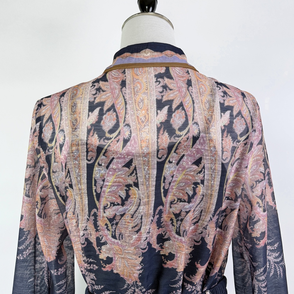 Retro printing shirt high waist long sleeve skirt a set