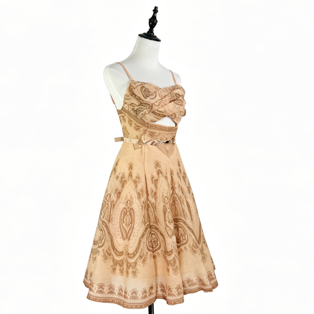 Slim high waist temperament dress catwalk vacation hollow T-back