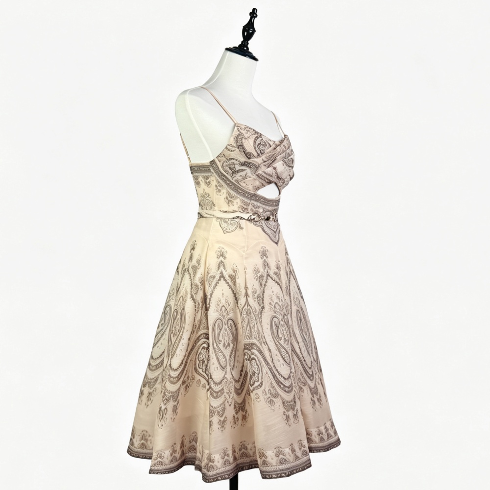 Slim high waist temperament dress catwalk vacation hollow T-back