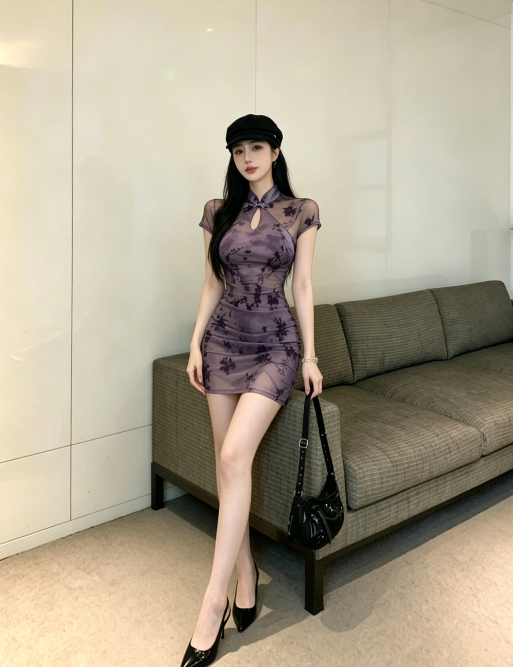 Retro short sleeve dress spicegirl sexy cheongsam for women