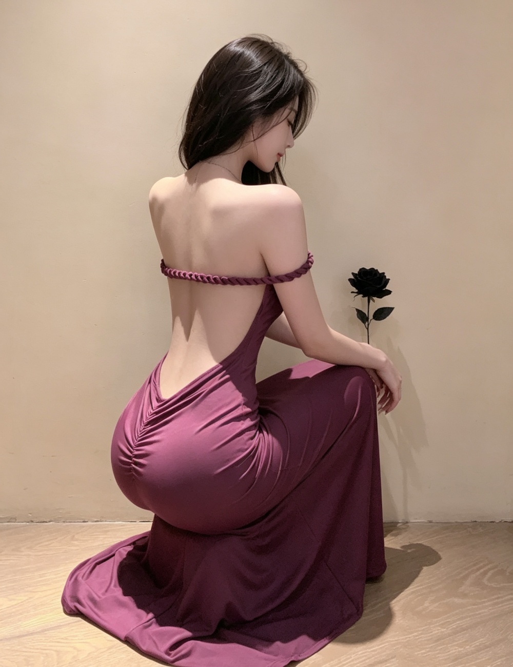 Temperament long dress purple formal dress for women