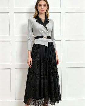 Lace large yard dress fold business suit for women