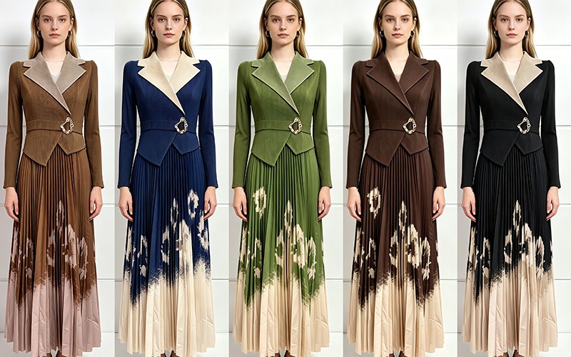 Buckle loose business suit pinched waist European style dress