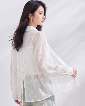 Loose all-match shirt lace Korean style smock for women