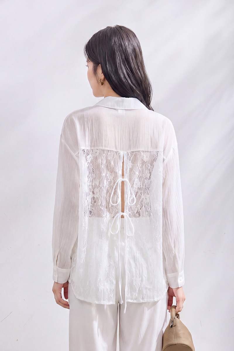Loose all-match shirt lace Korean style smock for women