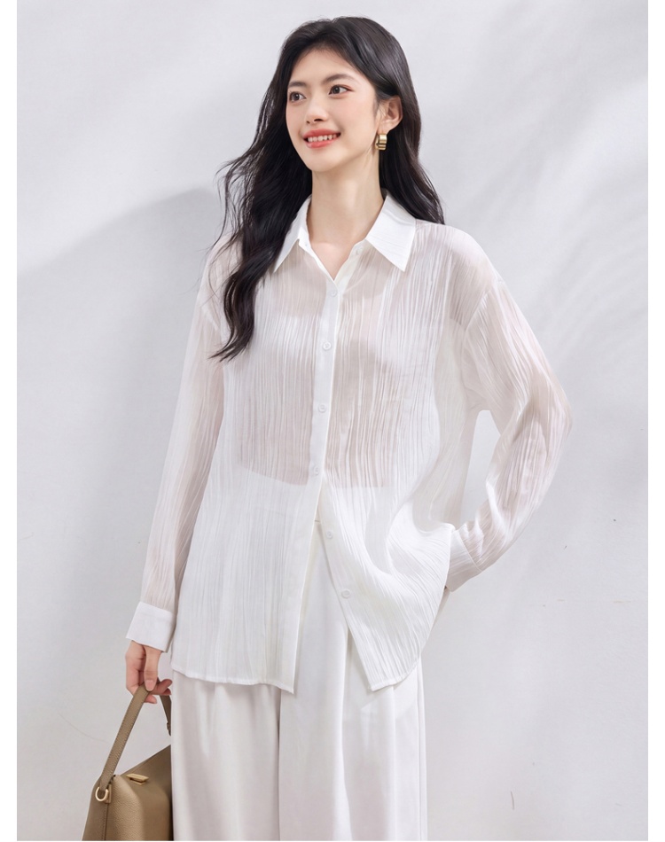 Loose all-match shirt lace Korean style smock for women