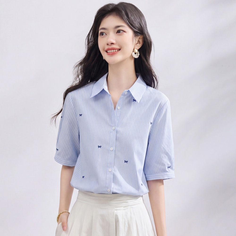 Small butterfly Casual all-match shirt summer slim tops