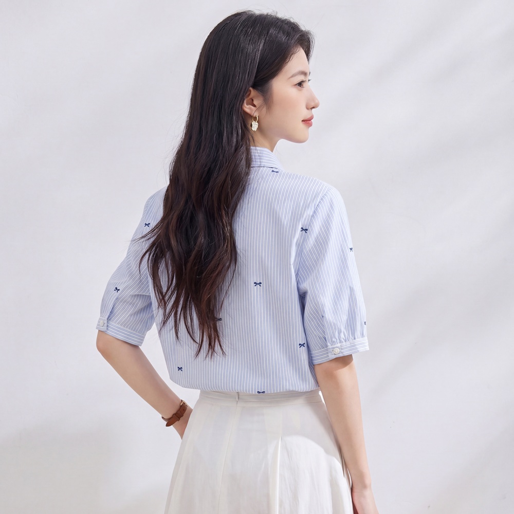 Small butterfly Casual all-match shirt summer slim tops