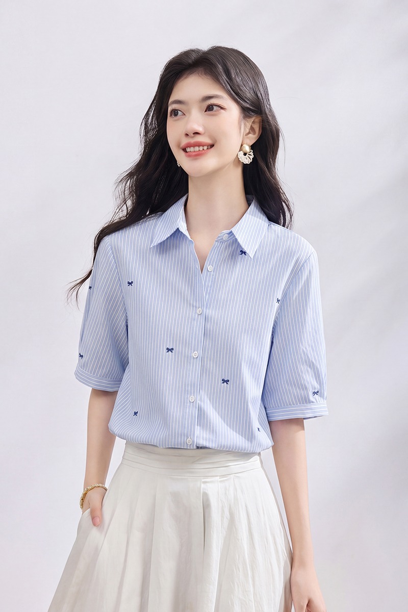 Small butterfly Casual all-match shirt summer slim tops