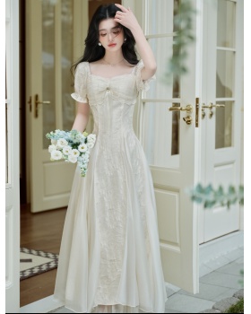 France style vacation white light luxury dress