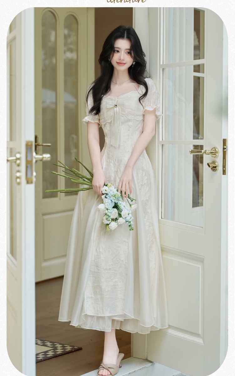 France style vacation white light luxury dress