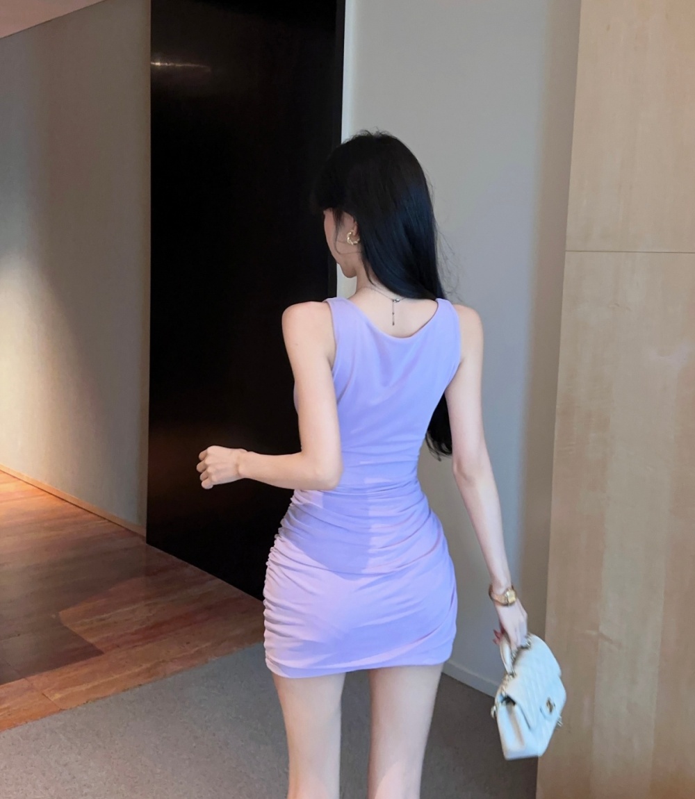 Sexy package hip dress nightclub splice T-back for women
