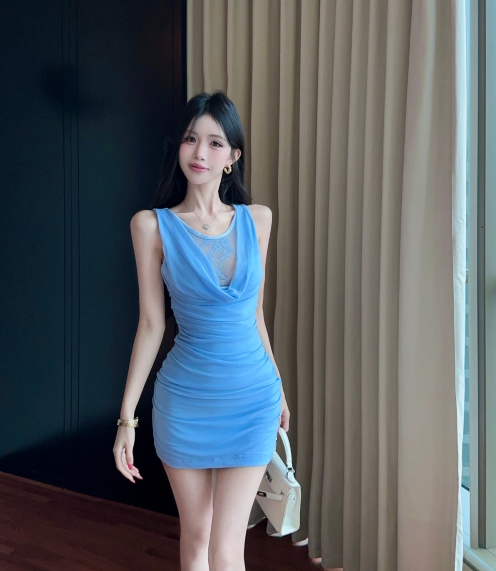 Sexy package hip dress nightclub splice T-back for women