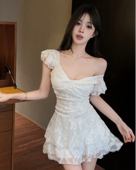 Summer slim V-neck gauze retro dress for women