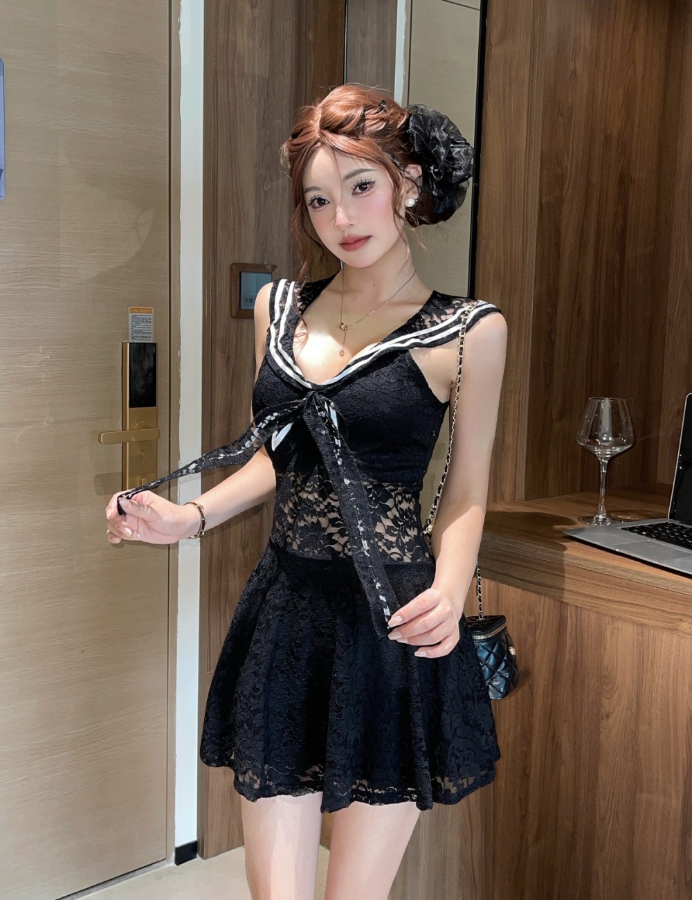 France style temperament pinched waist enticement dress