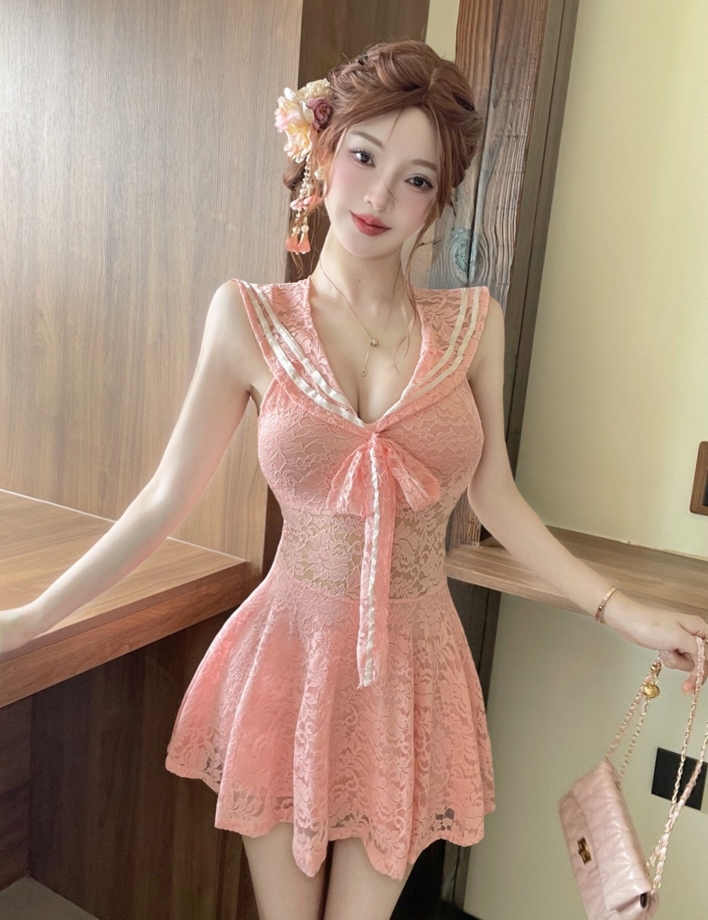 France style temperament pinched waist enticement dress
