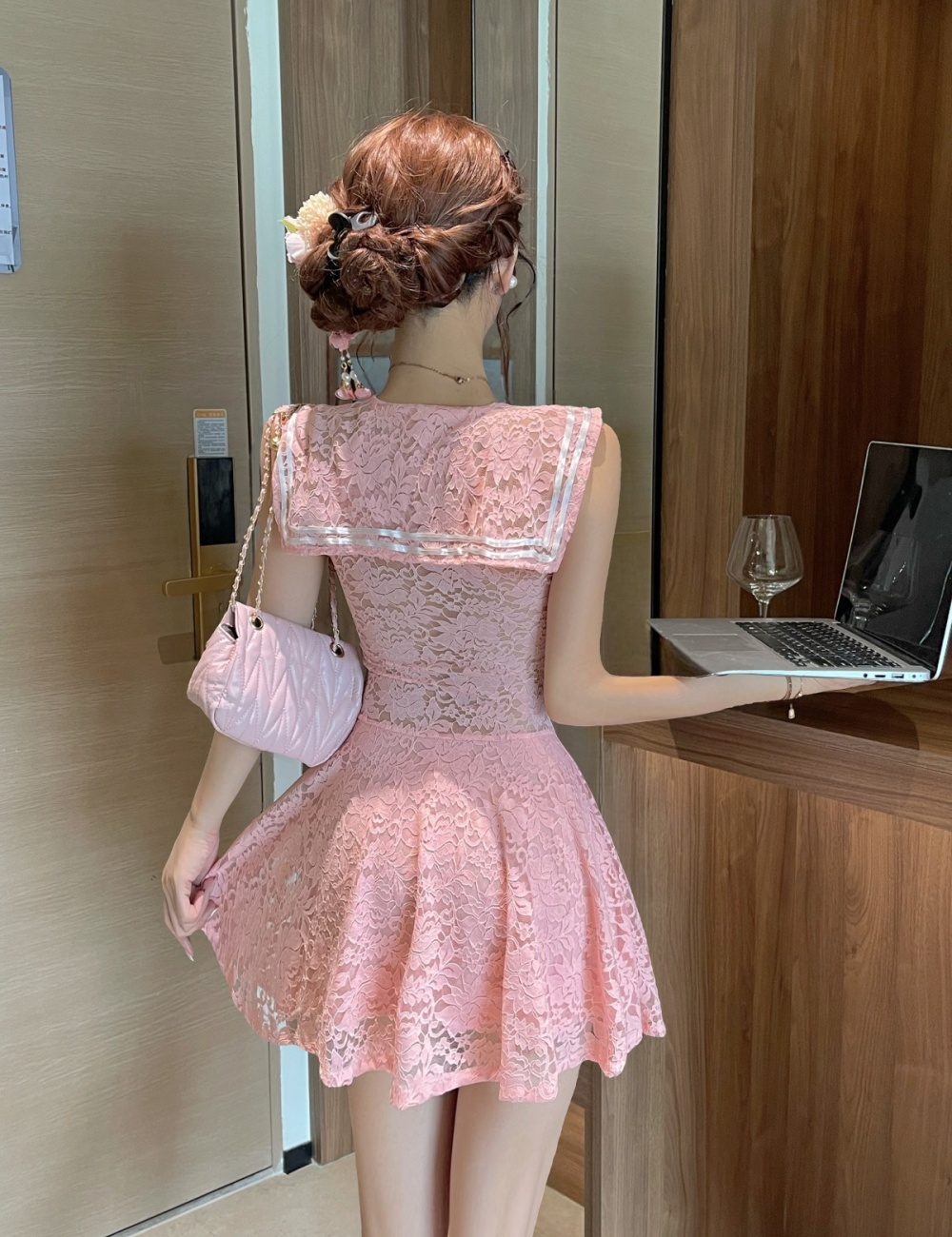 France style temperament pinched waist enticement dress