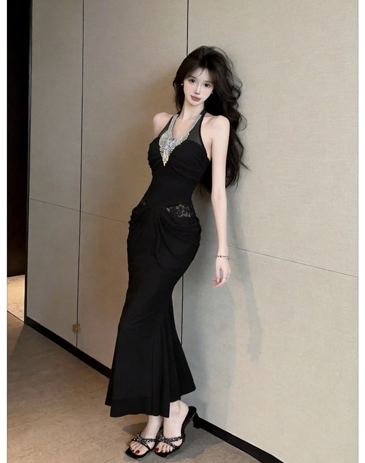 Halter summer dress package hip long dress for women