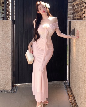 Pinched waist dress mermaid long dress for women