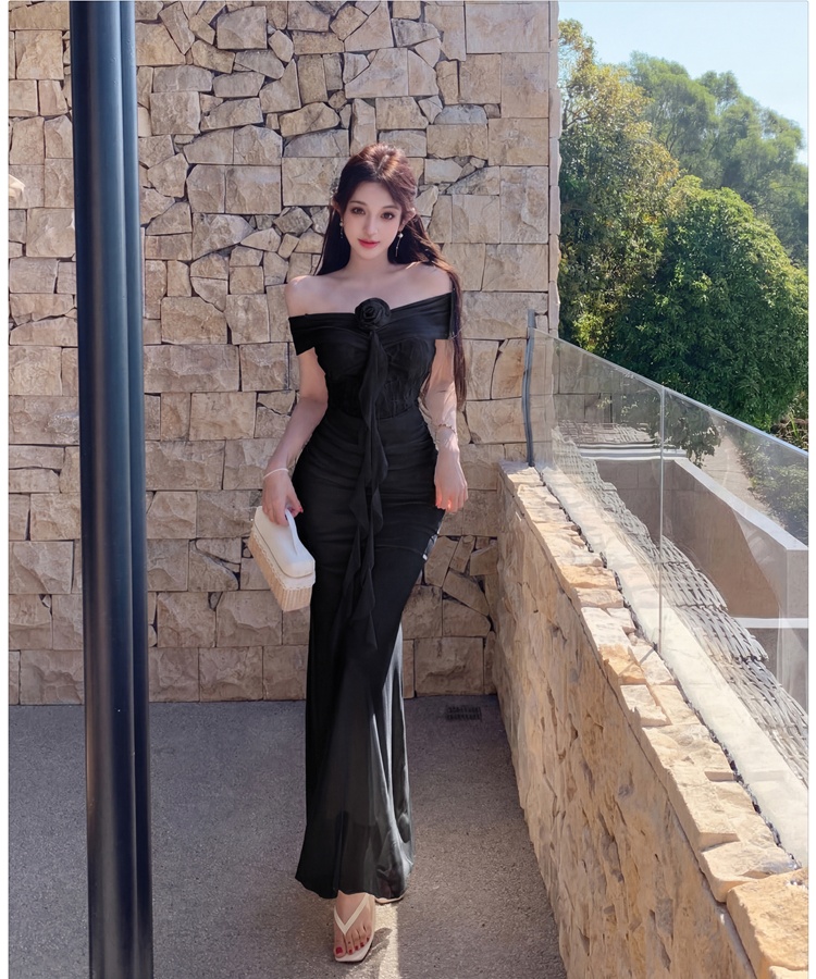 Pinched waist dress mermaid long dress for women