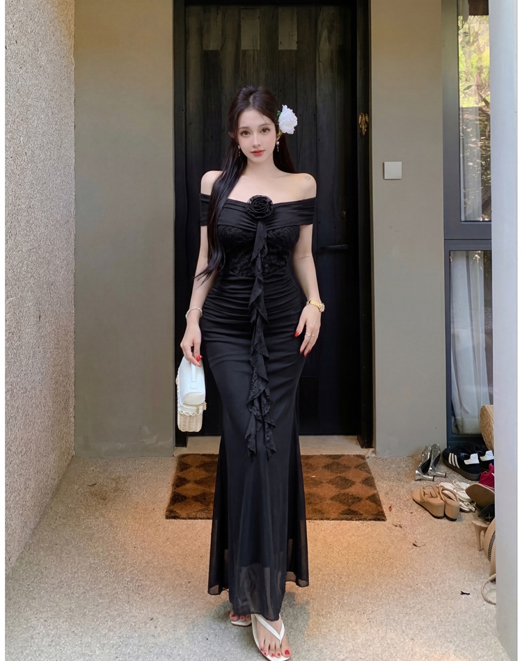 Pinched waist dress mermaid long dress for women