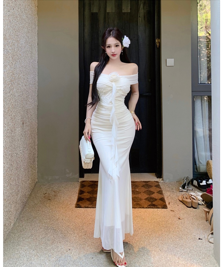 Pinched waist dress mermaid long dress for women