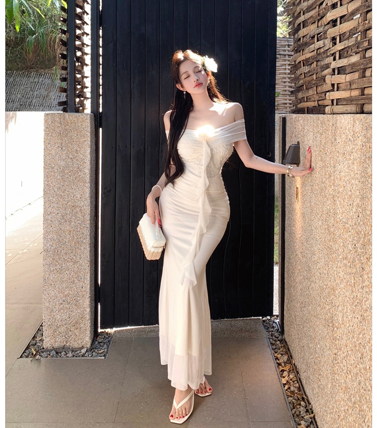 Pinched waist dress mermaid long dress for women