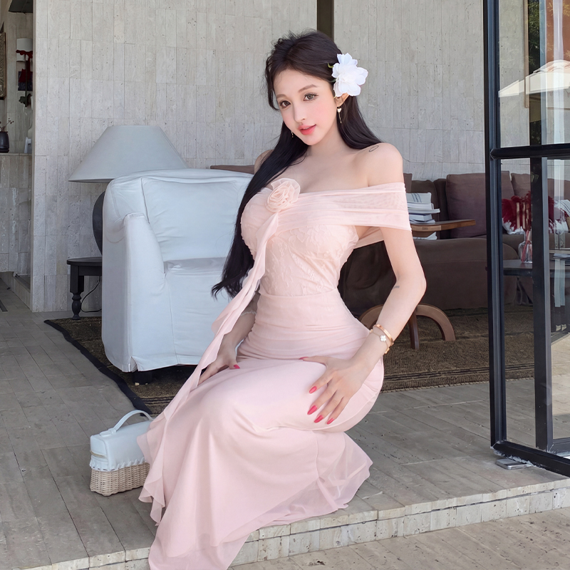 Pinched waist dress mermaid long dress for women