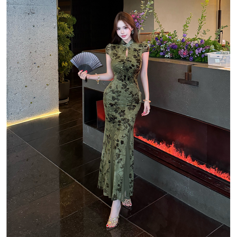 Pinched waist dress retro cheongsam for women