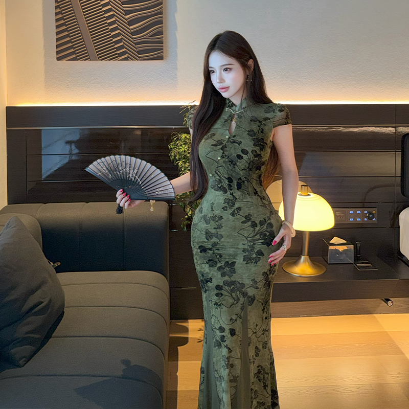 Pinched waist dress retro cheongsam for women