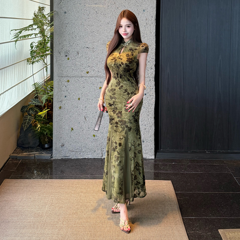 Pinched waist dress retro cheongsam for women