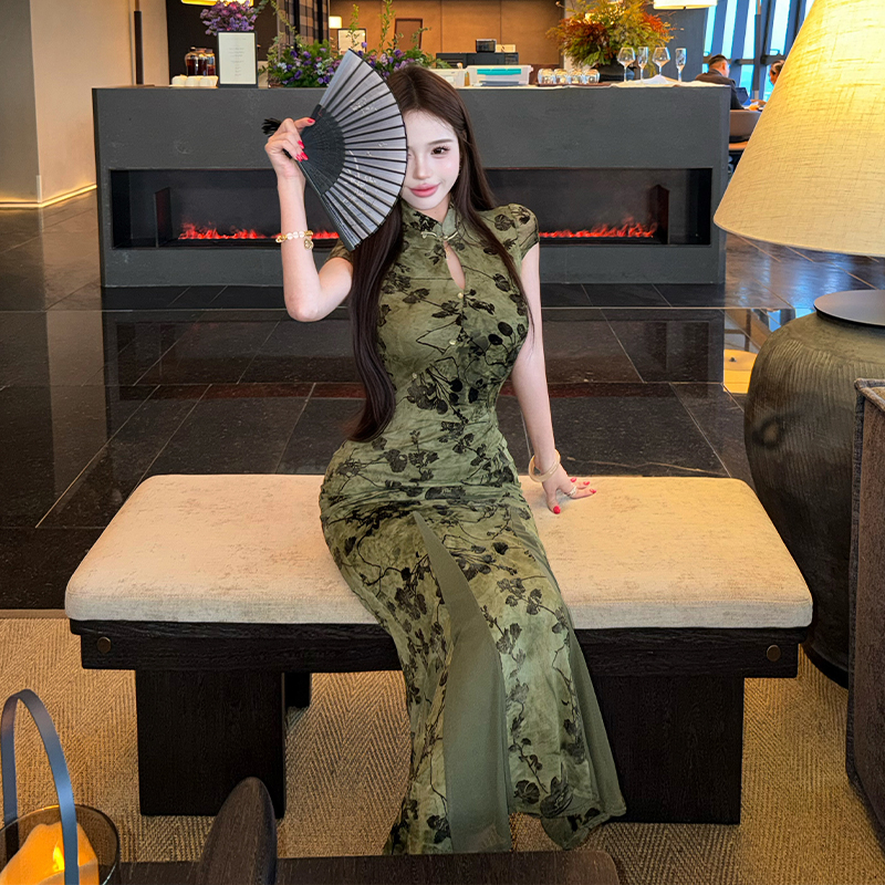 Pinched waist dress retro cheongsam for women
