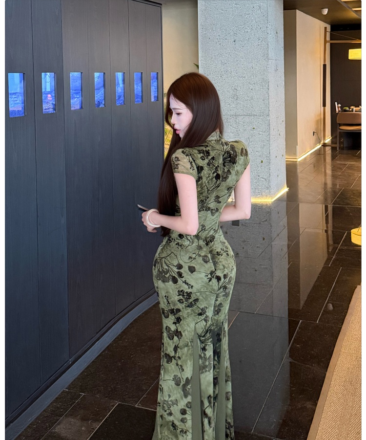 Pinched waist dress retro cheongsam for women
