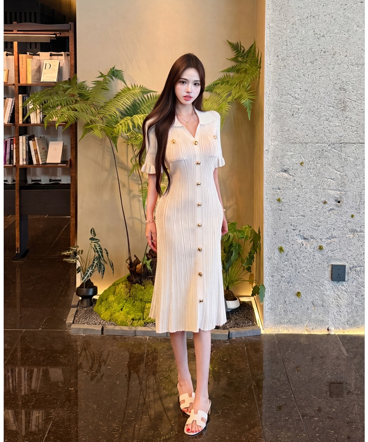 Small fellow pink A-line short sleeve dress for women