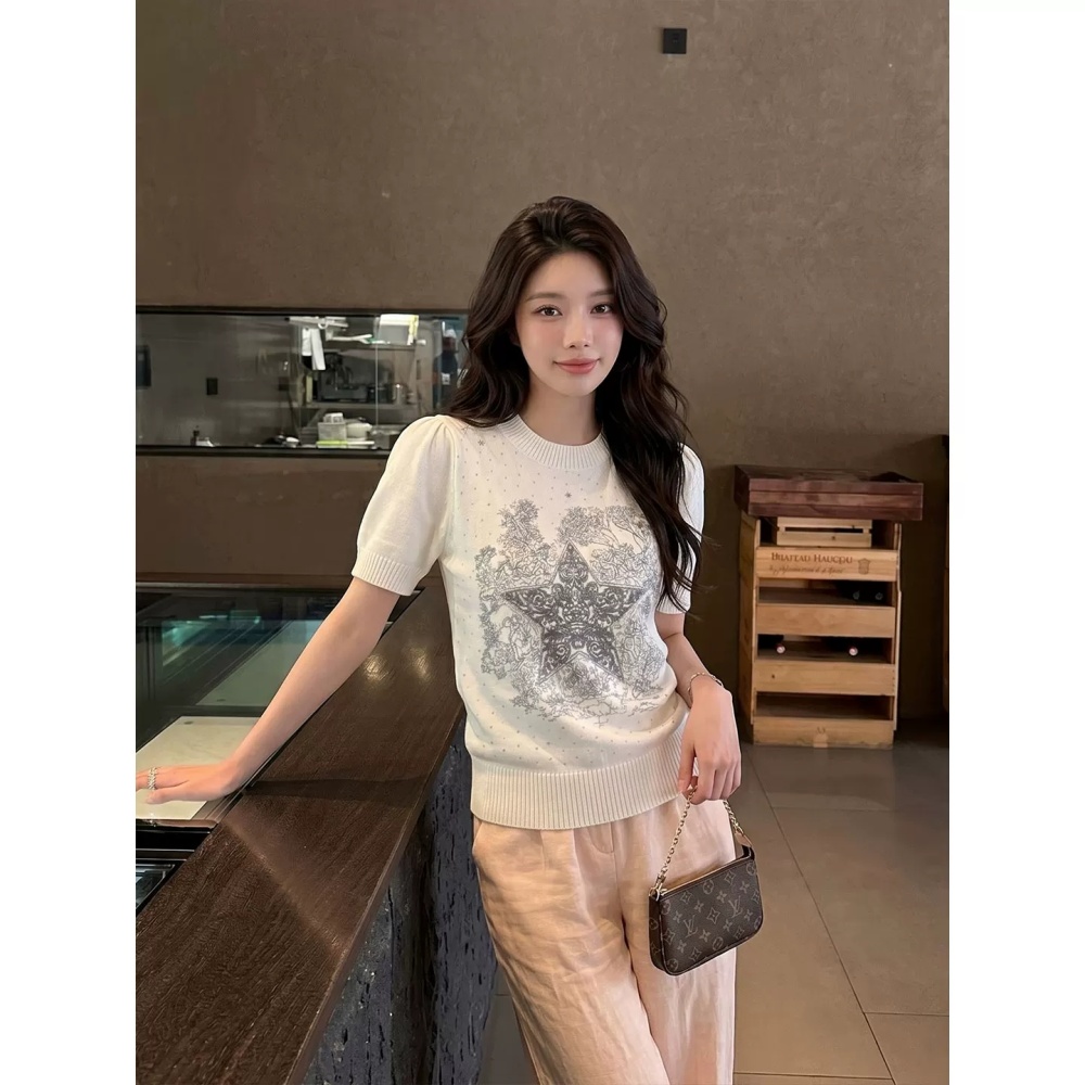 All-match summer tops short sleeve fashion sweater for women