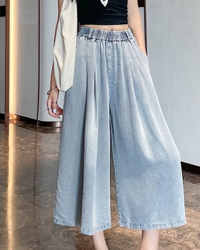 Summer wide leg pants loose nine pants for women
