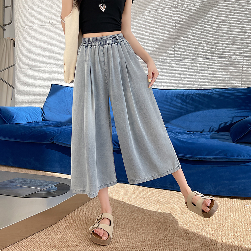 Summer wide leg pants loose nine pants for women