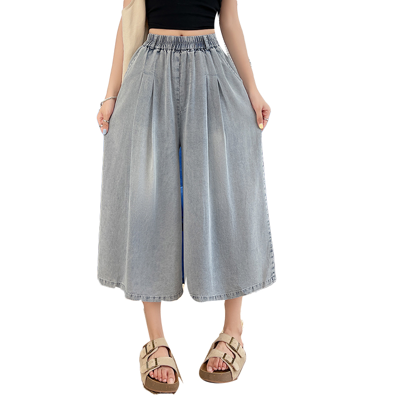 Summer wide leg pants loose nine pants for women