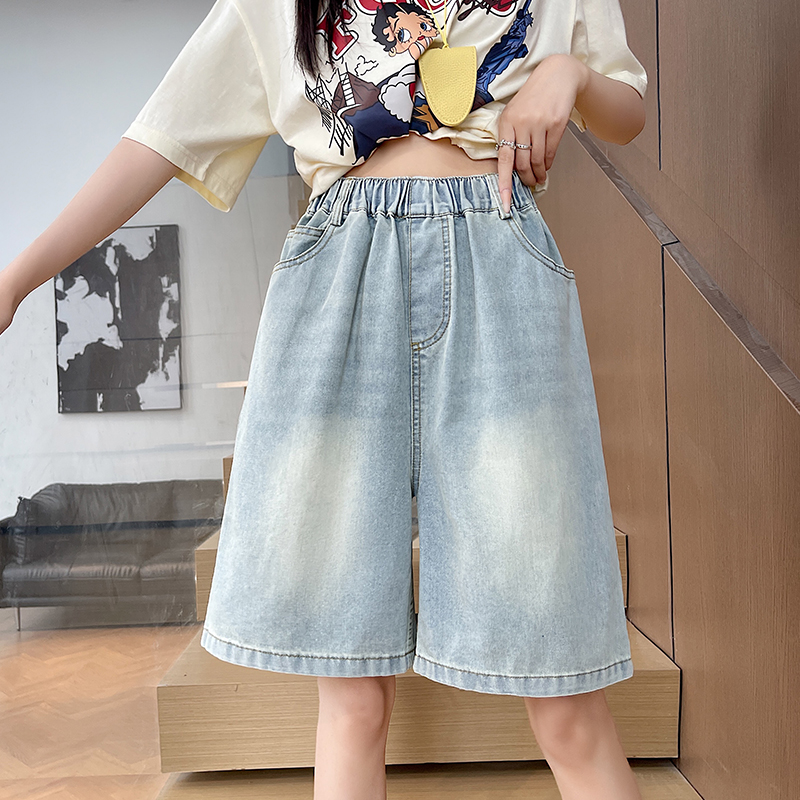 Slim wide leg five pants summer short jeans for women