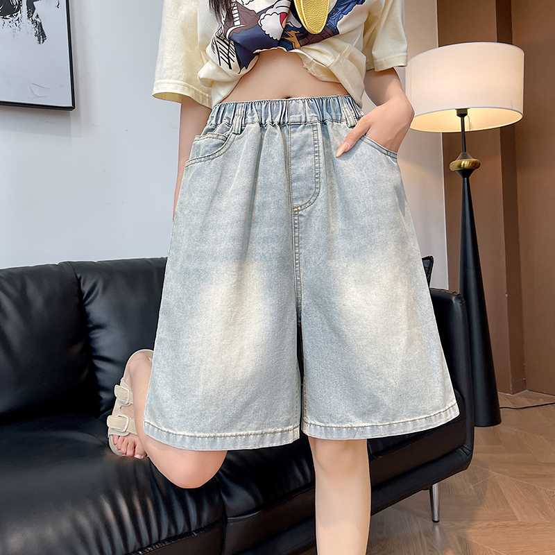 Slim wide leg five pants summer short jeans for women