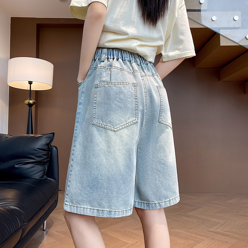 Slim wide leg five pants summer short jeans for women