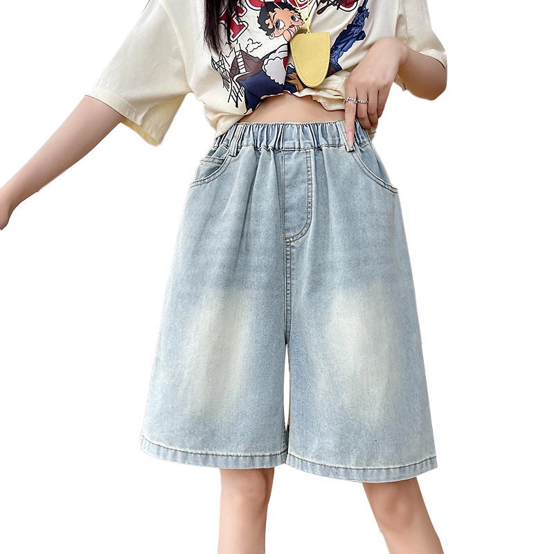 Slim wide leg five pants summer short jeans for women