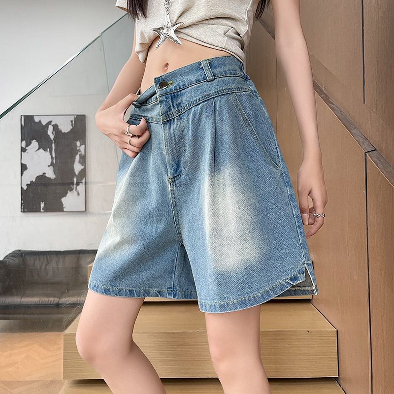 High waist summer five pants loose short jeans for women