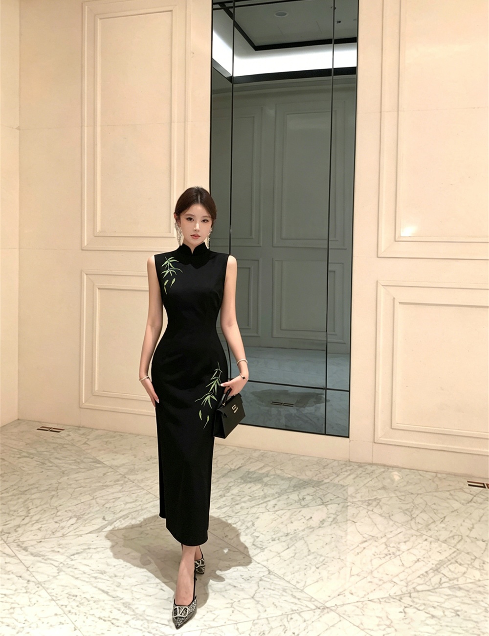 Retro embroidered summer slim dress