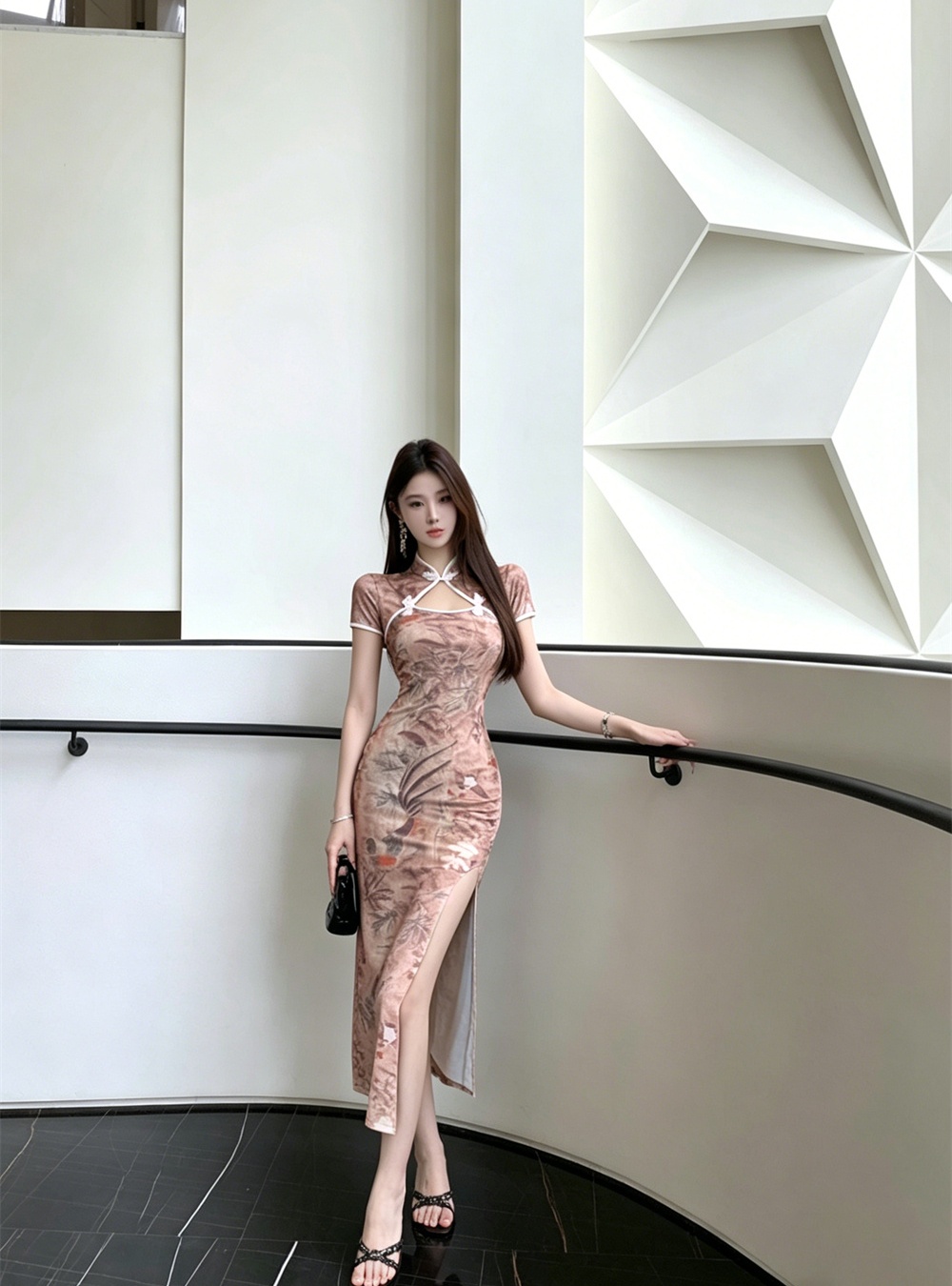 Slim retro summer split dress